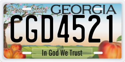 GA license plate CGD4521