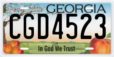 GA license plate CGD4523