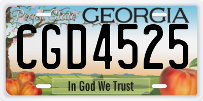 GA license plate CGD4525