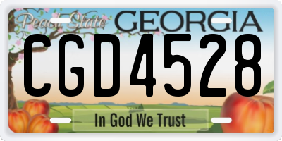 GA license plate CGD4528