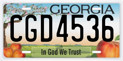GA license plate CGD4536