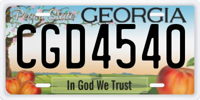GA license plate CGD4540
