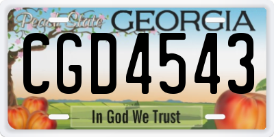 GA license plate CGD4543