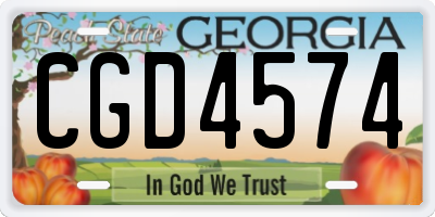 GA license plate CGD4574