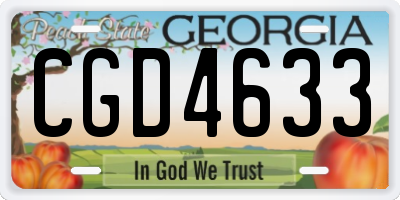 GA license plate CGD4633