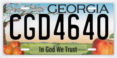 GA license plate CGD4640