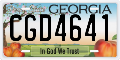 GA license plate CGD4641