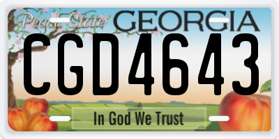 GA license plate CGD4643