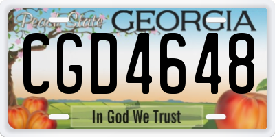 GA license plate CGD4648