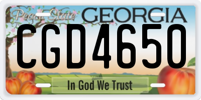 GA license plate CGD4650