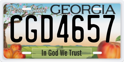 GA license plate CGD4657