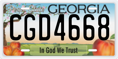 GA license plate CGD4668