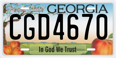 GA license plate CGD4670
