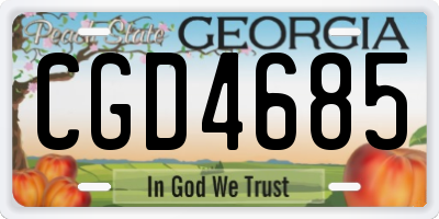 GA license plate CGD4685