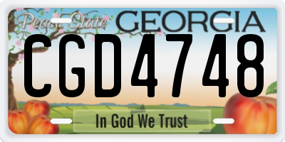 GA license plate CGD4748