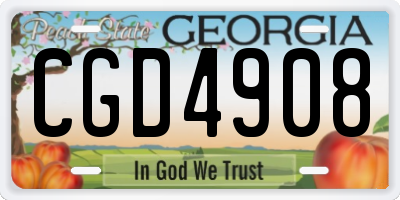 GA license plate CGD4908