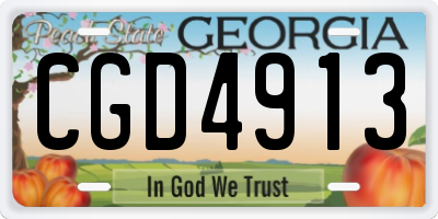 GA license plate CGD4913