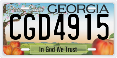 GA license plate CGD4915