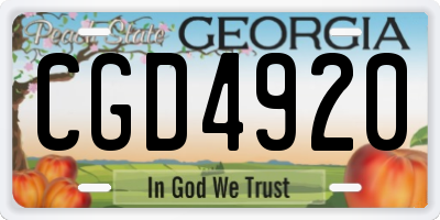 GA license plate CGD4920