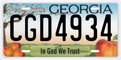 GA license plate CGD4934