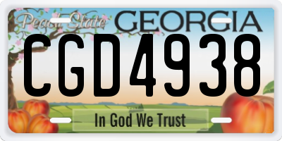 GA license plate CGD4938
