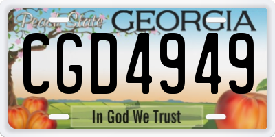 GA license plate CGD4949