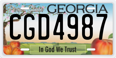 GA license plate CGD4987