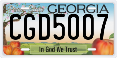 GA license plate CGD5007