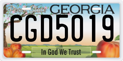GA license plate CGD5019