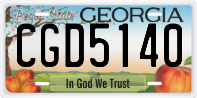 GA license plate CGD5140