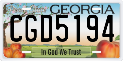 GA license plate CGD5194