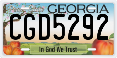 GA license plate CGD5292