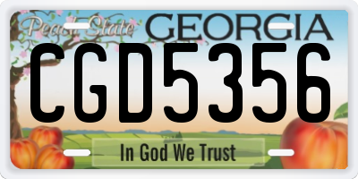 GA license plate CGD5356