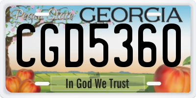 GA license plate CGD5360