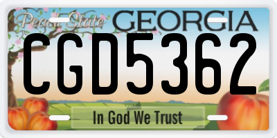 GA license plate CGD5362