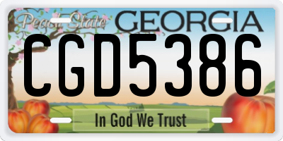 GA license plate CGD5386