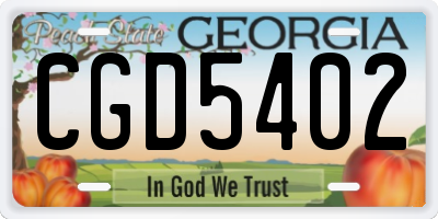 GA license plate CGD5402