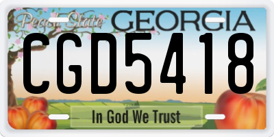 GA license plate CGD5418