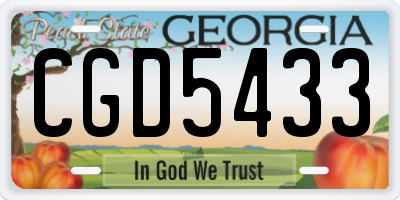 GA license plate CGD5433