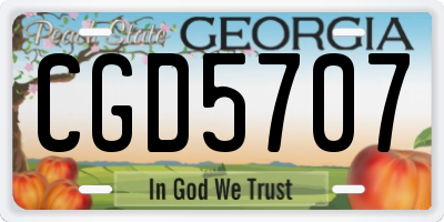 GA license plate CGD5707