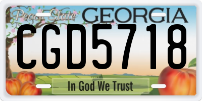 GA license plate CGD5718
