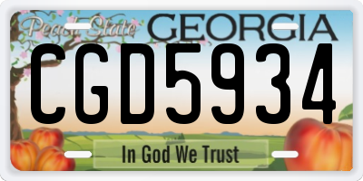 GA license plate CGD5934