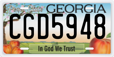 GA license plate CGD5948