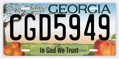 GA license plate CGD5949