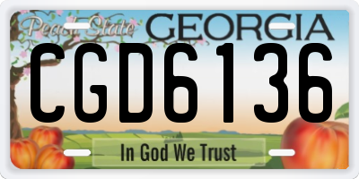 GA license plate CGD6136