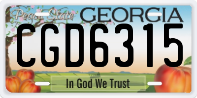 GA license plate CGD6315