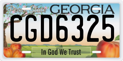 GA license plate CGD6325
