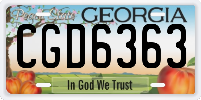 GA license plate CGD6363