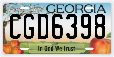 GA license plate CGD6398