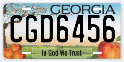GA license plate CGD6456